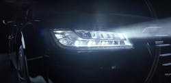 Discrete beams from many LED sources are produced by advanced headlight systems.