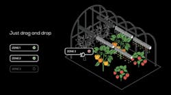 FIG. 1. An AI-backed software platform with a user-friendly interface allows greenhouse growers to diversify production with easily configurable lighting zones.