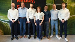 The Signify/Hoogendoorn team, from left to right: Martin Helmich, chief commercial officer, Hoogendoorn; Ted van den Akker, senior project engineer, Hoogendoorn; Kevin Spoelder, sales manager EMEA, Hoogendoorn; Anne Jancic, segment manager vertical farming, Signify; Thijs van den Bergh, plant specialist vertical farming, Signify; Remco Duijverman, product owner IIVO, Hoogendoorn; Robin Urbanus, business developer, Hoogendoorn.