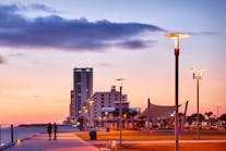 In a project at the seaside town of Gulf Shores, AL, Luminis Maya luminaires use amber LEDs and glare shields to protect local sea turtles from light that could disrupt their migratory path to the ocean. (Photo credit: Image courtesy of Luminis.)