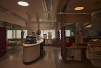 Uppsala University Hospital staff and parents of infants can change lighting in different areas, such as above and below in the administrative and incubator areas.