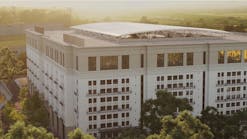 A rendering of the Munger dormitory. Windowless bedrooms are concentrated in the center of the building, surrounded by windowed common areas.